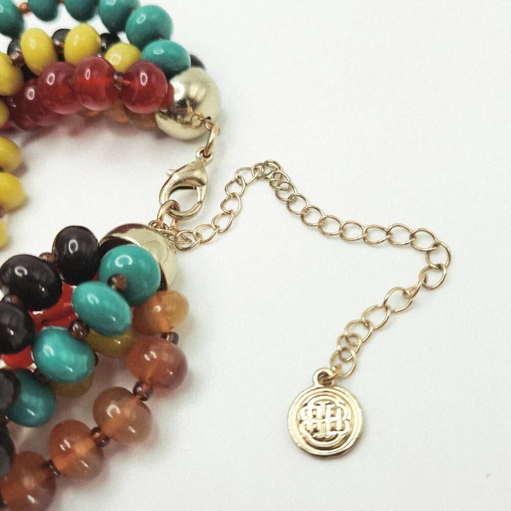 Bestian Brothers Fall Colors Autumn Beaded Chunky Multi Layered Acrylic Choker - Picture 4 of 4